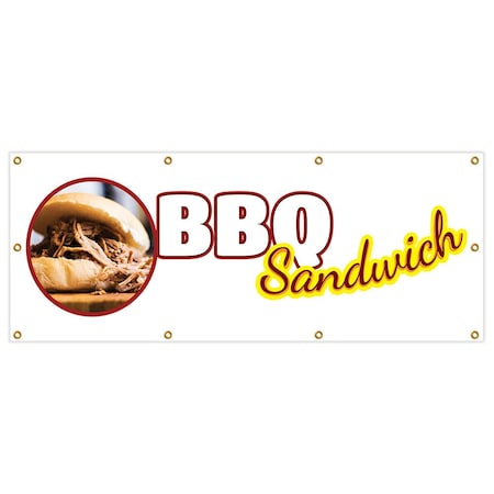 Signmission Bbq Sandwich Banner Heavy Duty 13 Oz Vinyl with Grommets Single Sided B-96 Bbq Sandwich